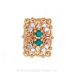 GS530 E/D - 14 Karat Gold Slide with Emerald center and Diamond accents 